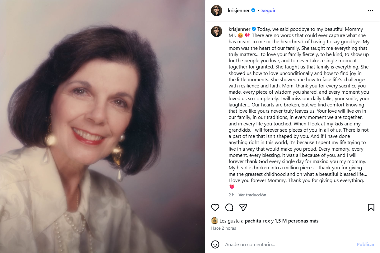 Murió 'MJ' Shannon, madre de Kris Jenner y abuela de las Kardashian - anuncio-de-la-muerte-de-mj-shannon-madre-de-kris-jenner-y-abuela-del-clan-kardashian