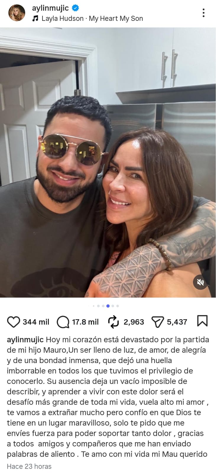 "Mi corazón está devastado": Aylin Mujica comparte últimos momentos con vida de su hijo Mauro - publicacion-de-aylin-mujica-sobre-su-hijo-mauro