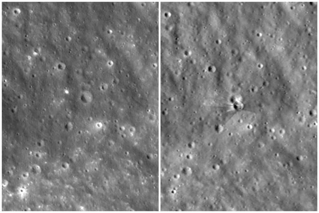 NASA muestra el cráter causado por impacto de restos de una nave de SpaceX en la Luna