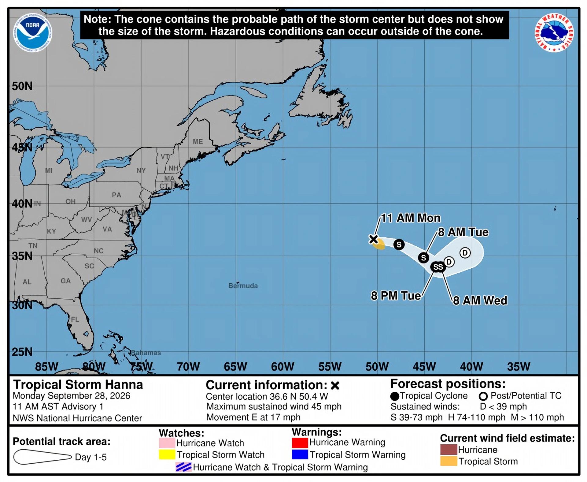 Se forma en el Atlántico la tormenta tropical ‘Hanna’, sin amenazas a tierra Se forma en el Atlántico la tormenta tropical ‘Hanna’, sin amenazas a tierra
