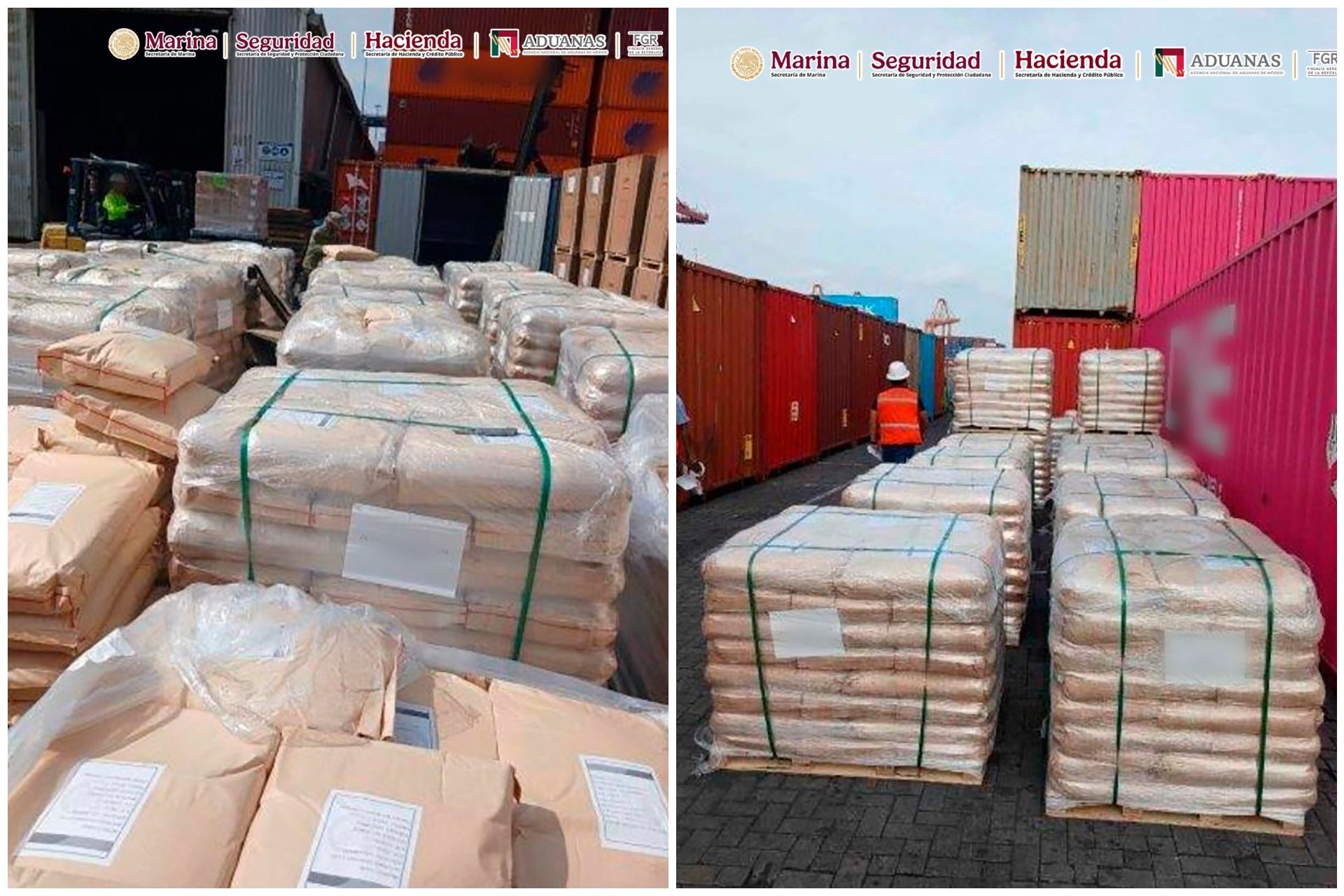 Aseguran más de 54 mil kilos dextrosa anhidra en Manzanillo, Colima; sustancia es utilizada como precursor químico