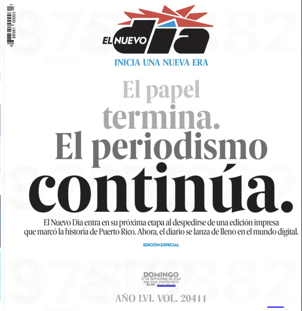 ‘El Nuevo Día’, el principal periódico de Puerto Rico, imprime su última edición tras 56 años