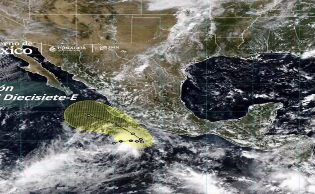 Depresión tropical Diecisiete-E podría convertirse en huracán categoría 3