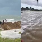 Mar inunda Puerto San Carlos en BCS previo a la llegada del huracán ‘Polo’