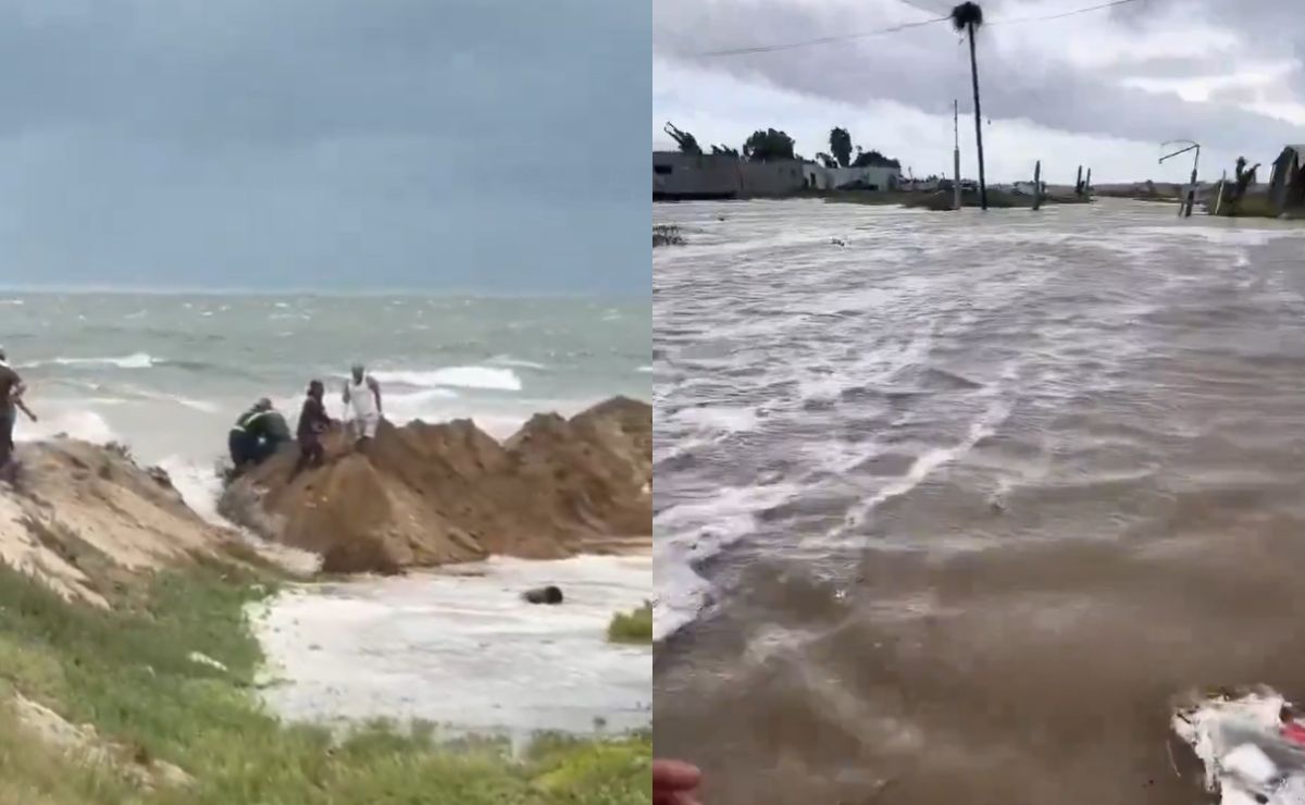 Mar inunda Puerto San Carlos en BCS previo a la llegada del huracán ‘Polo’