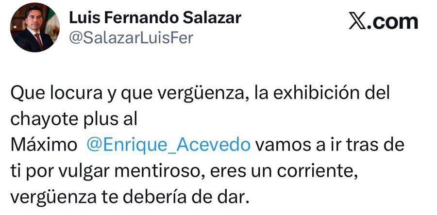 "Vamos a ir tras de ti": senador morenista al periodista Enrique Acevedo - luis-fernando-salazar-mensaje