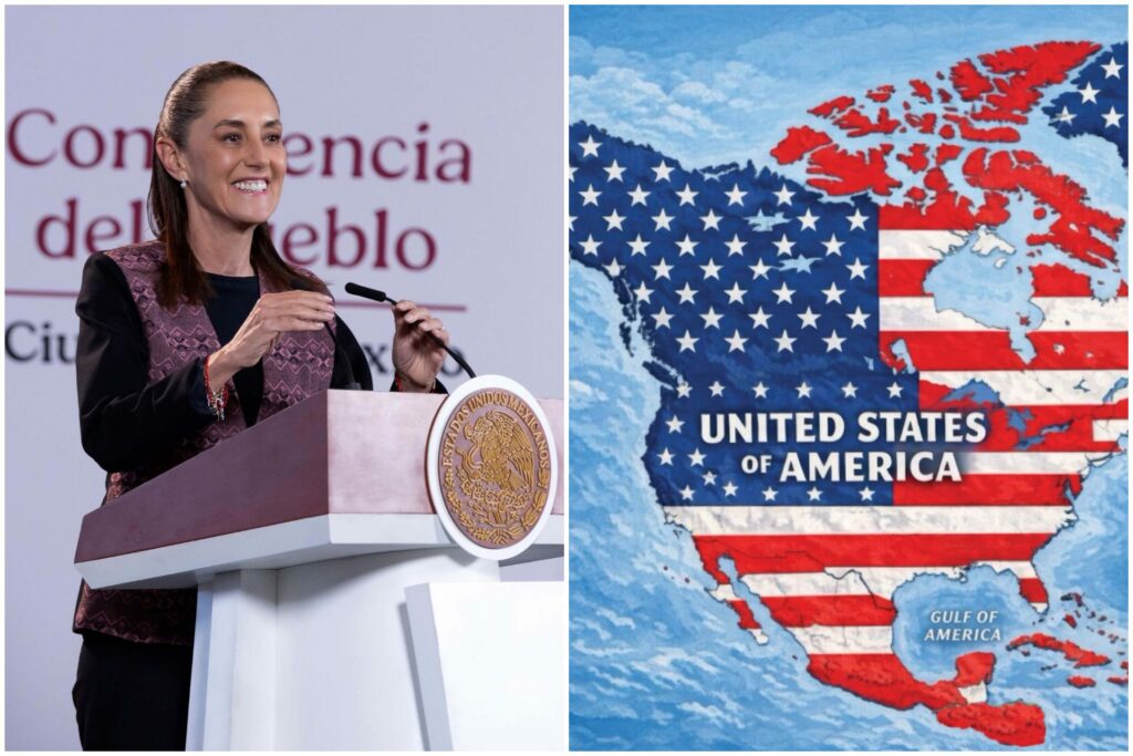 Sheinbaum dice que México “no es colonia de ningún país” frente a mapa publicado por Trump
