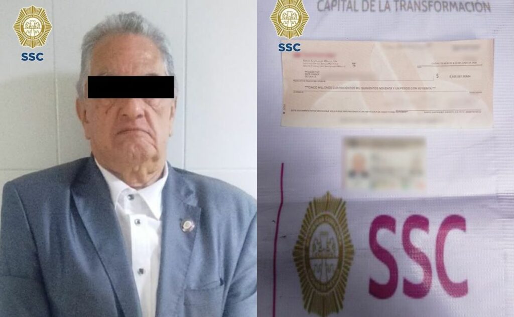 Detienen a adulto mayor en la CDMX; intentó cobrar cheque falso por 5 mdp