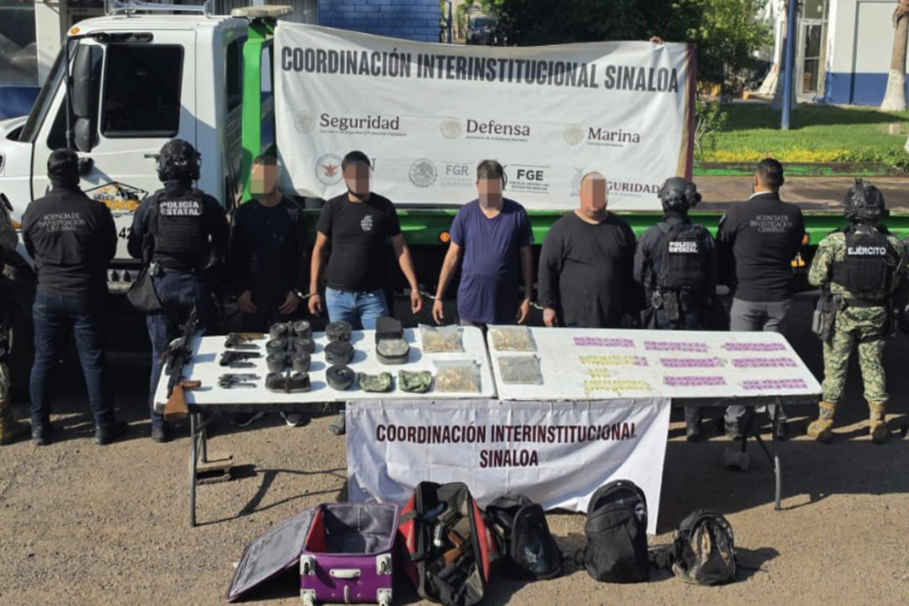 Detienen en Culiacán a cuatro presuntos integrantes de red de armamento del Cártel de Sinaloa