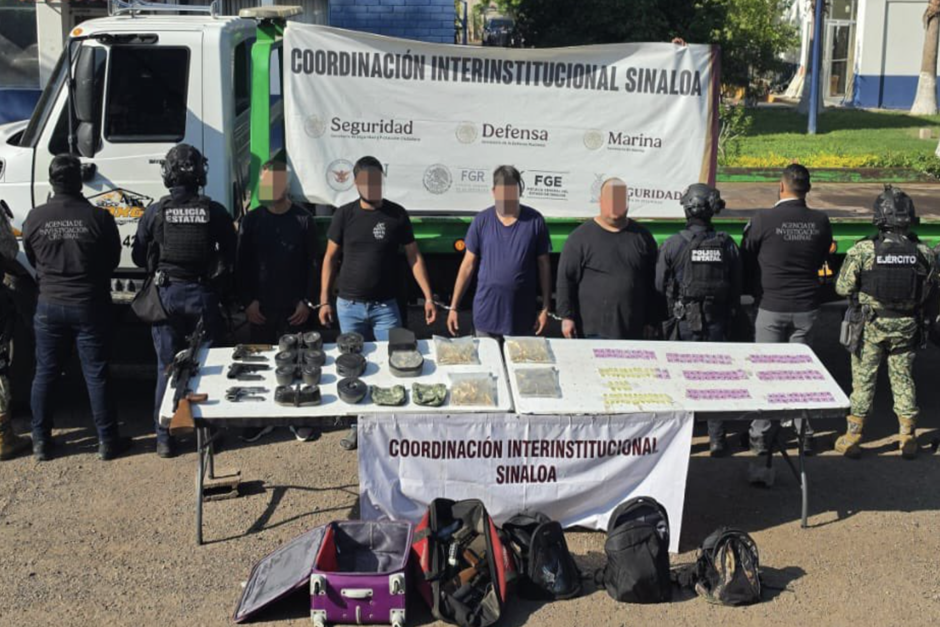 Detienen en Culiacán a cuatro presuntos integrantes de red de armamento del Cártel de Sinaloa