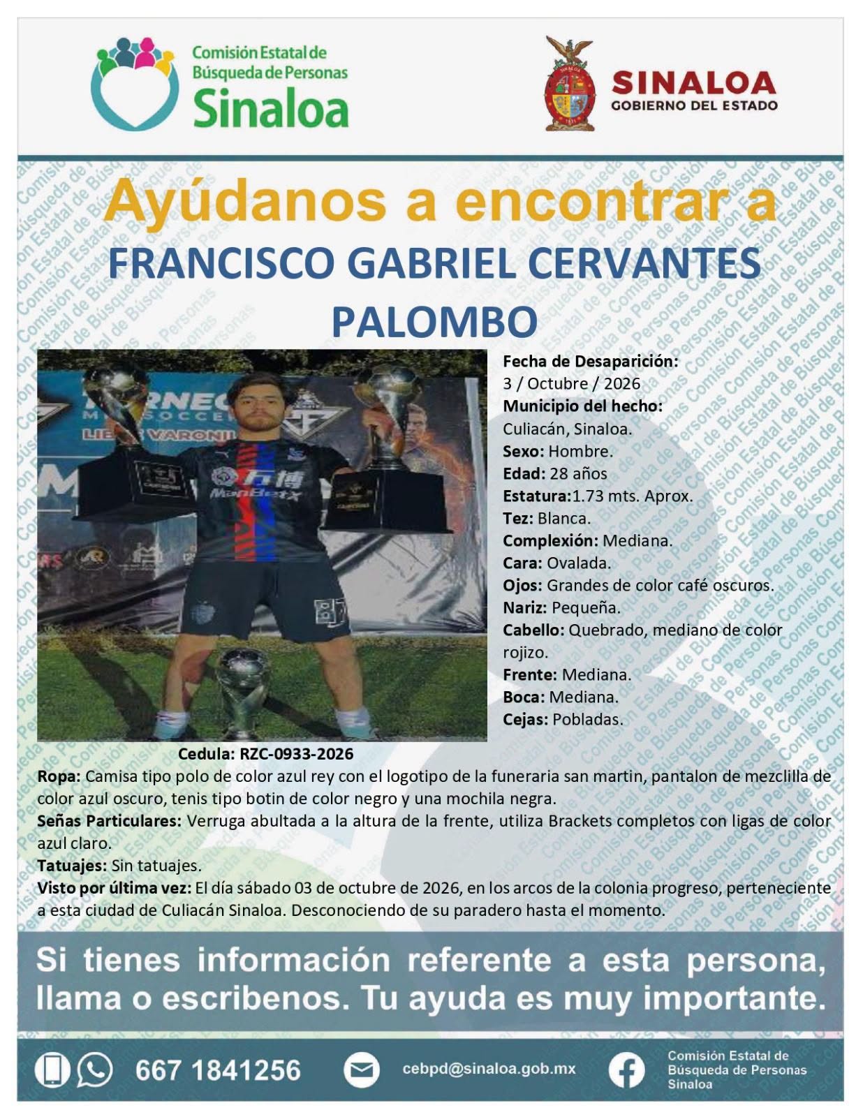 Hallan muerto a joven reportado como desaparecido en Culiacán - ficha-de-busqueda-de-francisco-gabriel-cervantes