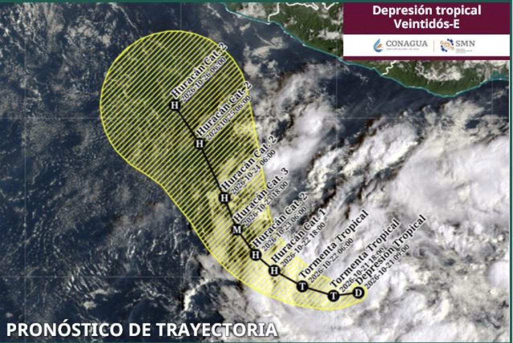 Surge la depresión tropical Veintidós-E; se convertiría en el huracán 'Vance' - trayectoria-de-la-depresion-tropical-veintidos-e